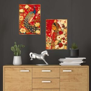 Set of Two Wall Paintings for Wall Dacoration Golden Framed Wall Paintings for Living Room & Bedroom Wall Art for Home Decoration & Office Wall Dรฉcor (14x11 inch CH-GD2-3)