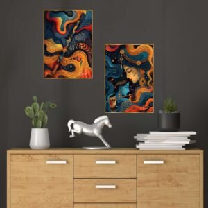 Set of Two Wall Paintings for Wall Dacoration Golden Framed Wall Paintings for Living Room & Bedroom Wall Art for Home Decoration & Office Wall Dรฉcor (14x11 inch CH-GD2-6)