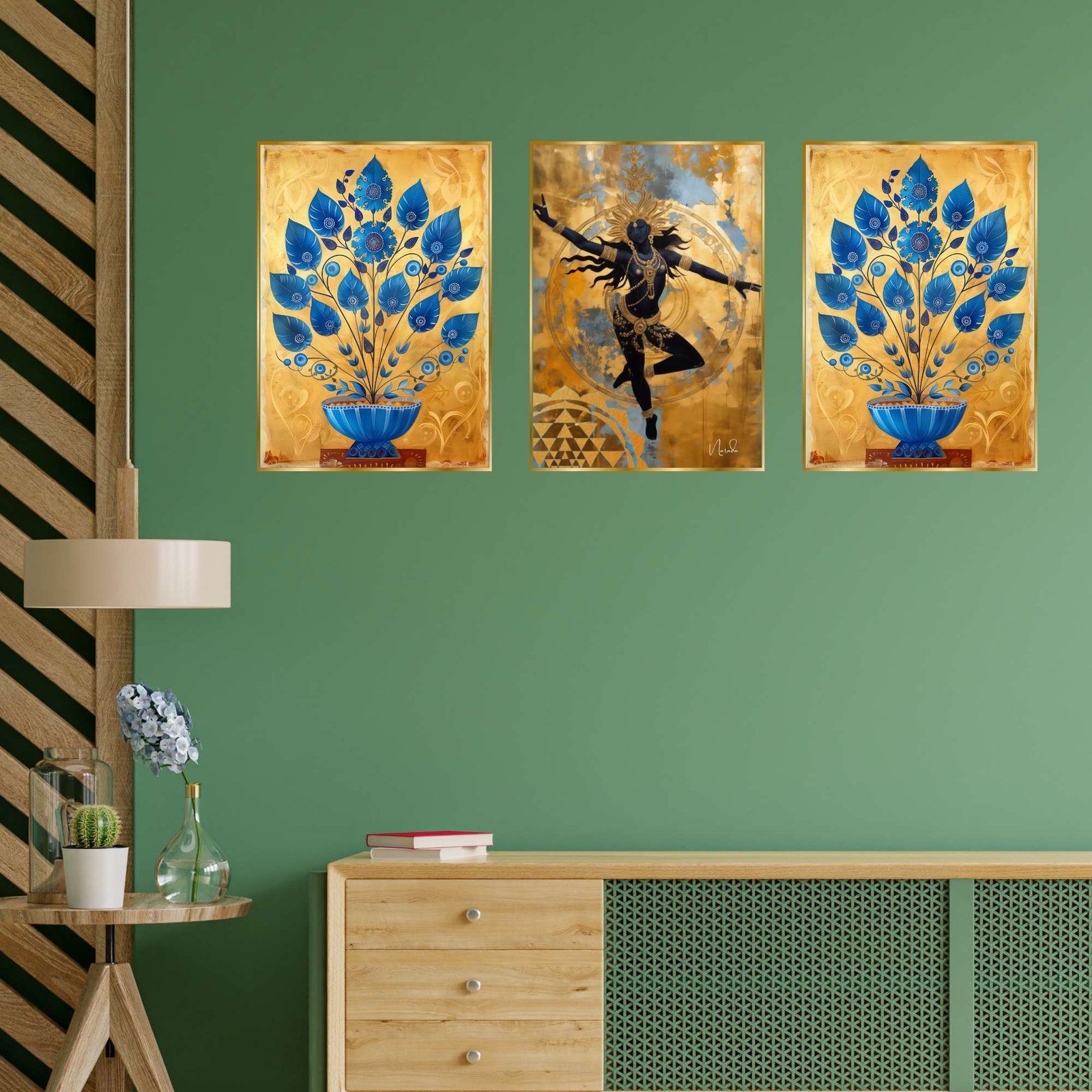Set of Three Wall Paintings for Wall Dacoration Golden Framed Wall Paintings for Living Room & Bedroom Wall Art for Home Decoration & Office Wall Décor (24x18 inch CH-GD3-10) - Image 2