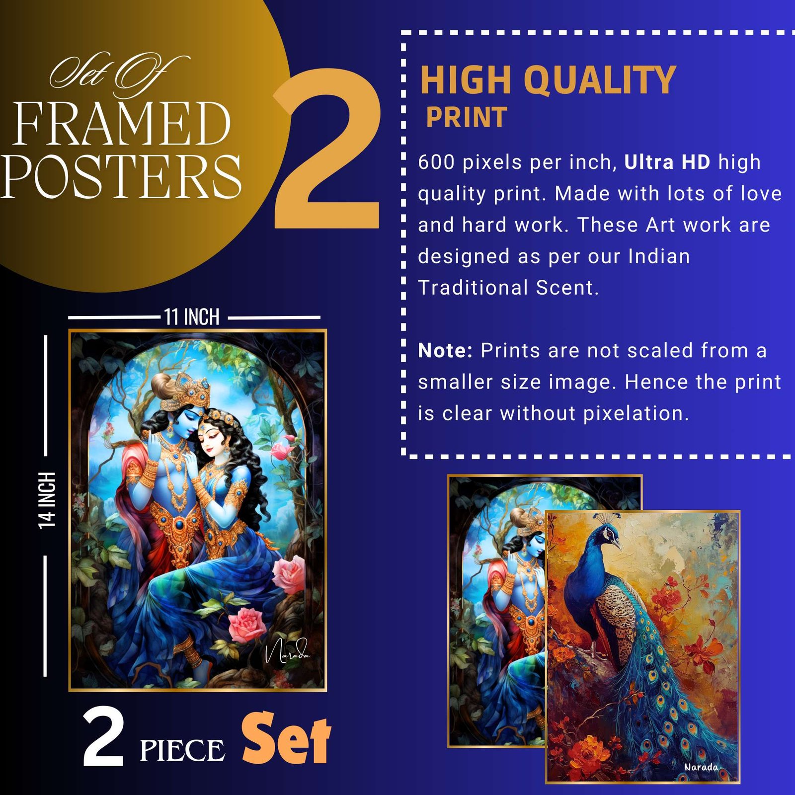 Set of Two Wall Paintings for Wall Dacoration Golden Framed Wall Paintings for Living Room & Bedroom Wall Art for Home Decoration & Office Wall Dรฉcor (14x11 inch CH-GD2-5) - Image 3